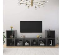 vidaXL Tv-meubelen 4 st 72x35x36,5 cm bewerkt hout hoogglans grijs3079978 Gris G