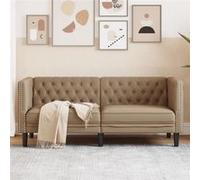 vidaXL Tweezitsbank Chesterfield-stijl kunstleer cappuccinokleurig372664 Marron G