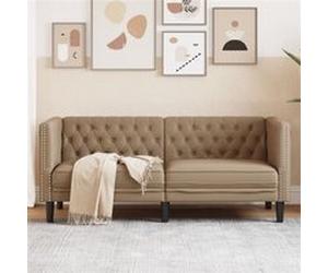 vidaXL Tweezitsbank Chesterfield-stijl kunstleer cappuccinokleurig372664 Marron G