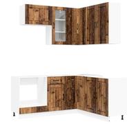 vidaXL Unité de Cuisine Lucca 8 pcs Bois Ancien Bois d'ingénierie, Rangement Cuisine, Solution compacte, Organisateur Moderne, Armoire Fonctionnelle, unité Ajustable, Gain de Place Urbain