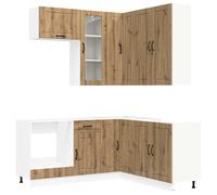 vidaXL Unité de Cuisine Lucca 8 pcs Chêne Artisanal Bois d'ingénierie, Rangement Cuisine, Solution compacte, Organisateur Moderne, Armoire Fonctionnelle, unité Ajustable, Gain de Place Urbain
