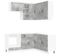 vidaXL Unité de Cuisine Lucca 8 pcs Gris béton Bois d'ingénierie, Rangement Cuisine, Solution compacte, Organisateur Moderne, Armoire Fonctionnelle, unité Ajustable, Gain de Place Urbain