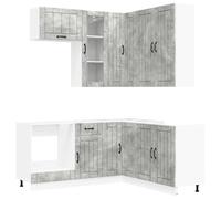 vidaXL Unité de Cuisine Lucca 8 pcs Gris béton Bois d'ingénierie, Rangement Cuisine, Solution compacte, Organisateur Moderne, Armoire Fonctionnelle, unité Ajustable, Gain de Place Urbain