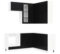 vidaXL Unité de Cuisine Lucca 8 pcs Noir Bois d'ingénierie, Rangement Cuisine, Solution compacte, Organisateur Moderne, Armoire Fonctionnelle, unité Ajustable, Gain de Place Urbain