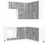 vidaXL Unité de Cuisine Lucca 8 pcs Sonoma Gris Bois d'ingénierie, Rangement Cuisine, Solution compacte, Organisateur Moderne, Armoire Fonctionnelle, unité Ajustable, Gain de Place Urbain