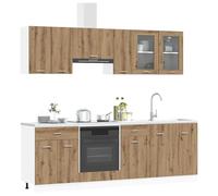 vidaXL Unité de Cuisine Lyon 8 pcs Bois d'ingénierie, Rangement de Cuisine Personnalisable, Meubles Modernes, Installation Simple, mobilier Multifonction, Solutions de Rangement