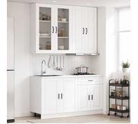 vidaXL Unité de cuisine PORTO 4 pc Blanc Bois d'ingénierie 3438345