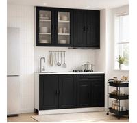 vidaXL Unité de cuisine PORTO 4 pc Noir Bois d'ingénierie 3438336