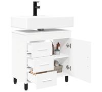 vidaXL Unité de vanité de Salle de Bain Blanc 60 x 35 x 60 cm, Meuble de Salle de Bain Moderne, Rangement sous évier, Gain de Place pour Votre Maison