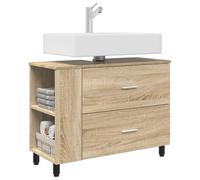 vidaXL Unité de vanité de salle de bain Chêne Sonoma 80 x 35 x 60 cm, Rangement de salle de bain, meuble moderne sous évier, organiseur pratique, unité de vanité compacte, déco élégante