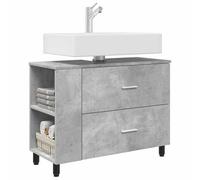 vidaXL Unité de vanité de Salle de Bain Gris béton 80 x 35 x 60 cm, Rangement de Salle de Bain, Meuble Moderne sous évier, Organiseur Pratique, unité de vanité compacte, déco élégante
