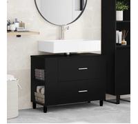 vidaXL Unité de vanité de Salle de Bain Noir 80 x 35 x 60 cm, Rangement de Salle de Bain, Meuble Moderne sous évier, Organiseur Pratique, unité de vanité compacte, déco élégante