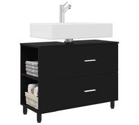 vidaXL Unité de vanité de Salle de Bain Noir 80 x 35 x 60 cm, Rangement de Salle de Bain, Meuble Moderne sous évier, Organiseur Pratique, unité de vanité compacte, déco élégante