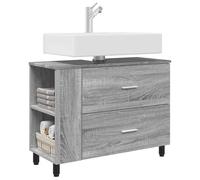 vidaXL Unité de vanité de Salle de Bain Sonoma Gris 80 x 35 x 60 cm, Rangement de Salle de Bain, Meuble Moderne sous évier, Organiseur Pratique, unité de vanité compacte, déco élégante