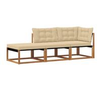 vidaXL Unités de sofa sectionnel d'extérieur 3 Pièce Naturel