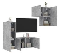 vidaXL Unités murales TV 4 pcs gris béton bois d'ingénierie