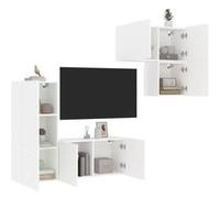 vidaXL Unités murales TV 4 pcs blanc bois d'ingénierie 3216428 Blanc G