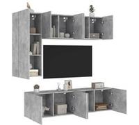 vidaXL Unités murales TV 5 pcs gris béton bois d'ingénierie