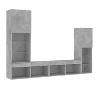 vidaXL Unités murales TV 4 pcs avec LED - Meubles suspendus moderne gris béton bois d'ingénierie