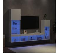 vidaXL Unités murales TV avec LED 4 pcs blanc bois d'ingénierie 3216647