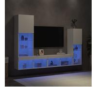 vidaXL Unités murales TV avec LED 4 pcs blanc bois d'ingénierie
