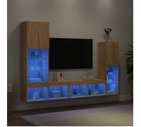 vidaXL Unités murales TV 4 pcs avec LED – Chêne Sonoma bois d'ingénierie