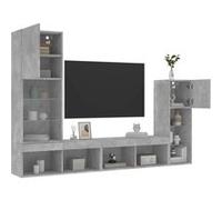 vidaXL Unités murales TV avec LED 4 pcs gris béton bois d'ingénierie Gris G