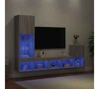 Unités murales TV avec LED 4 pcs gris sonoma bois d'ingénierie 3216666