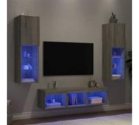 vidaXL Unités murales TV 3216609 5 pcs LED Suspendues Moderne Gris Sonoma Bois