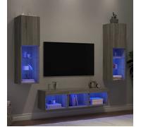 vidaXL Unités murales TV 3216609 5 pcs LED Suspendues Moderne Gris Sonoma Bois