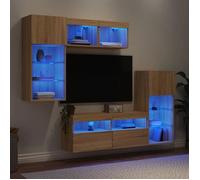 vidaXL Unités Murales TV avec LED 5 pcs Armoires de Télévision Suspendues Meubles Télé de Salon Moderne Chêne Sonoma 3216727