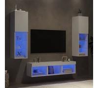vidaXL Unités murales TV avec LED 5 pcs blanc bois d'ingénierie