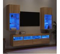 vidaXL Unités murales TV 5 pcs avec LED – Chêne Sonoma marron, bois d'ingénierie