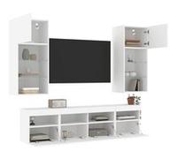 vidaXL Unités murales TV avec LED 5 pcs blanc bois d'ingénierie Blanc G