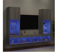 vidaXL Unités murales TV avec LED 5 pcs gris sonoma bois d'ingénierie 3216695