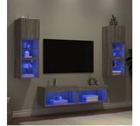 vidaXL Unités murales TV avec LED 6 pcs gris sonoma bois d'ingénierie