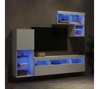 Vidaxl Unités murales TV avec LED 6 pcs - Blanc