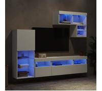 Vidaxl Unités murales TV avec LED 6 pcs - Blanc