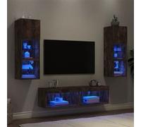 VIDAXL Unités murales TV avec LED 6 pcs - Chêne fumé