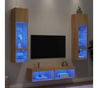 vidaXL Unités murales TV avec LED - 6 pcs Chêne sonoma