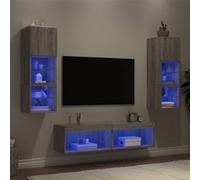 vidaXL Unités murales TV avec LED 6 pcs gris sonoma bois d'ingénierie Gris G
