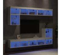 vidaXL Unités Murales TV avec LED - 8 pcs Blanc
