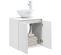 vidaXL Vanité de lavabo Mural Blanc 49,5 x 35 x 63 cm, Meuble de Salle de Bain Moderne, lavabo Mural Compact, Cabinet résistant à l'eau, Solution d'organisation Efficace