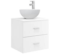 vidaXL Vanité de lavabo Mural Blanc 49,5 x 41 x 64,5 cm, Organisation de Salle de Bain, Meuble Moderne avec lavabo, Rangement Gain de Place, Design Mural, Bois conçu pour l'efficacité