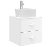 vidaXL Vanité de lavabo Mural Blanc 49,5 x 44,5 x 65 cm, Meuble de Salle de Bain Moderne, lavabo Compact, Rangement Mural, Armoire Gain de Place, Bois travaillé, Usage Pratique
