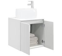 vidaXL Vanité de lavabo Mural Blanc 49,5 x 44,5 x 66 cm, Meuble de Salle de Bain Moderne, Rangement Mural, Évier Pratique, Design Minimaliste, Style Compact