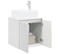 vidaXL Vanité de lavabo Mural Blanc 53 x 35 x 63 cm Bois d'ingénierie, Ensemble Salle de Bain Moderne, Petite Meuble sous-Évier, Accroché au Mur, Rangement Efficace, Design Minimaliste