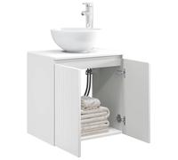 vidaXL Vanité de lavabo Mural Blanc Brillant 49,5 x 35 x 63 cm, Meuble de Salle de Bain Moderne, lavabo Mural Compact, Cabinet résistant à l'eau, Solution d'organisation Efficace