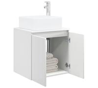 vidaXL Vanité de lavabo Mural Blanc Brillant 49,5 x 41 x 63 cm, Vasque Murale Moderne, Solution Compact, Rangement astucieux, Bois Design, déco Minimaliste