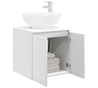 vidaXL Vanité de lavabo Mural Blanc Brillant 49,5 x 44,5 x 65 cm, Meuble de Salle de Bain Mural Moderne, Gain de Place, Rangement en Bois, Design Compact et Pratique